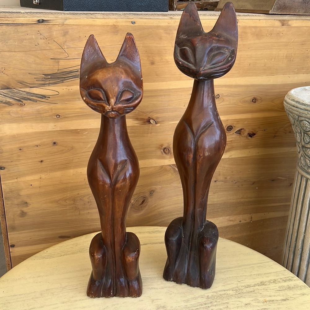 Vintage 1960’s Mid-Century Modern Carved Cats
